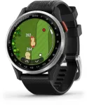 Garmin Approach&reg; S44 Sidabrinis Aliuminio Bezel with Juodas Silicone Band