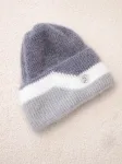 Moteri&scaron;ka kepurė beanie su dekoru, tamsiai pilkos ir pilkos spalvos