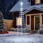 LED kūginė kalėdinė eglutė 180 cm 250 LED &Scaron;alta balta Plienas