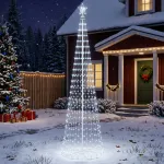 LED kūginė kalėdinė eglutė 250 cm 470 LED &Scaron;alta balta Plienas