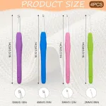 4 dalių nėrimo vą&scaron;elių rinkinys, ergonomi&scaron;kas metalinis nėrimo vą&scaron;elis su spalvinga silikonine rankena, 14 cm, ypač ilgi nėrimo vą&scaron;eliai 4 dydžių (2 mm, 3 mm, 4 mm, 5 mm) mezgimo virbalai pradedantiesiems