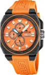 Orange Lotus vyri&scaron;kas laikrodis 18976/6 Chrono Juodas Carbon Fibre Case Oranžinis Silicone Strap, oranžinis, apyrankė