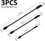 3 mini silikoninių mentelių rinkinys, mažas silikoninis &scaron;auk&scaron;tas, mentelė, stiklinė mentelė, grožio mentelė, kosmetinė mentelė, ilga rankena, silikoninis losjono mai&scaron;ytuvas kosmetikos siauriems buteliukams, grožio (juoda)