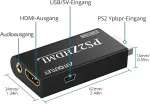 Lunpog Ps2 į Hdmi konverteris, Ps2 į Hdmi adapteris konverteris Ps2 į Hdmi konverteris su ausinių garso lizdu ir Hdmi kabeliu, skirtas Ps2 Hdtv Hdmi monitoriui (1 vnt.)