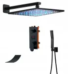 Komplekt du&scaron;o su Led ir vandens kriokliu, juodas matinis