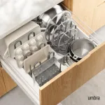 Umbra Peggy indų organizatorius puodams, keptuvėms, dangčiams, pjaustymo lentelėms, kepimo skardoms ir kt., plastikinis, charcoal spalvos, 45 x 15 x 14 cm