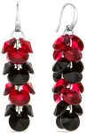 Diamond Sky Jewelry Sidabriniai auskarai moterims DiamondSky &bdquo;Flamenco (Scarlet / Jet)&ldquo; su Swarovski kristalais