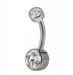 Titanas 1,6x8mm bambos auskaras su dviem Cz kristalais
