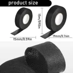 Whycnjl audinio juostos rinkinys, 2 vnt., 1 x 19 mm x 15 m ir 1 x 15 mm x 15 m lipni juosta, laidų pynė, audinio juosta, lipni juosta, laidų pynė, elektriko juosta, automobilio laidų pynė, veltinio juosta kabeliams