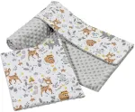 Vaiki&scaron;kas pledas-žaidimų kilimėlis su pagalve 100% medvilnė Minky vaiki&scaron;kas pledas didelis dvipusis 75 x 100 + 35 x 30 cm daugiafunkcis lovai vežimėliui Medi Partners (elnias su pilku Minky)