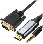 Co2 vga į hdmi kabelis adapteris konverteris audio full hd 60hz 2m