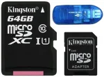Atminties kortelė Kingston Micro Sd kortelė 64gb cl10 Uhs + Sd skaitytuvas