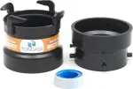 Ventiliatorius Rv nuotekų žarnos adapteris į pvc, rv nuotekų jungtis ir rv nuotekų užbaigimo adapteris - 3" jungtis x bajoneto kabliukas su sriegio sandarinimo juosta