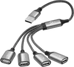 Mygatti 4 prievadų Usb skirstytuvas Y kabelis 0.3 metro, Usb A ki&scaron;tukas į 4 Usb A lizdus Usb 2.0 skirstytuvo adapteris, keturių Usb prievadų i&scaron;plėtimo &scaron;akotuvas, skirtas i&scaron;maniajam telefonui, ne&scaron;iojamam kompiuteriui, plan&scaron;etiniam kompiuteriui, kompiu ...