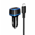 KAKU automobilinis įkroviklis KSC-528 Shengyu - 2xUSB - 2,8A su USB į Micro USB juodos spalvos