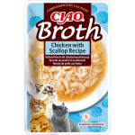 INABA Ciao Broth Tro&scaron;kintas vi&scaron;tienos ir &scaron;ukučių skonio ėdalas katėms, 1x40 g