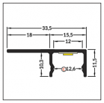 LED juostos profilis UNI-TILE12 PLUS, 180 laipsnių kampo, anoduotas aliuminis, 2m
