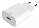 USB sieninis įkroviklis DELTACO 1x USB-A, greitas įkrovimas 18 W, baltas / USB-AC182