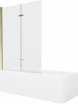 Vonia Mexen Cubik su apdaila ir stiklo sienele, 170x70 cm + 120 cm (II), Baltas+Gold/Transparent