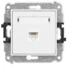 Karlik Elektrotechnik 25MGK-1 MINI Vieno kompiuterio lizdo mechanizmas 1xRJ45, kat. 5e, 8 kontaktų matinė balta 25MGK-1