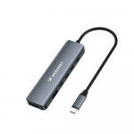 USB-C 6 viename &scaron;akotuvas Wozinsky WHBC10Y4S daugiafunkcis, aliuminio, su 25 cm laidu - pilkas