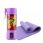 Winder Home Ne&scaron;iojamas USB trintuvas 380 ml su violetiniu jogos ir mank&scaron;tos kilimėliu &ndash; sporto rinkinys, violetinis