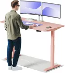 Elektrinis Reguliuojamo: Auk&scaron;čio stalas Desktronic HomeOne Rožinis/Rožinis, 160x80cm, Dvigubas motoras, USB ir USB-C įkrovimo lizdai