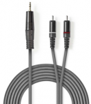 Nedis Stereo Audio kabelis jack 3.5 mm (M) - 2x RCA (M) 3.00 m tmavě pilka