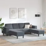 Svetainės sofa 3 vnt. Tamsiai pilka
