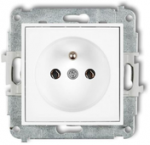 Karlik Elektrotechnik 25MGP-1z MINI Vieno lizdo mechanizmas su įžeminimu 2P+Z (be srovės kelio sklendių) matinė balta 25MGP-1z