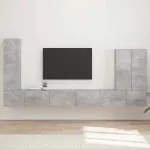 TV staliukas TV sieninio kabineto komplektas 6 vnt. Betono pilka