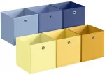 Songmics Sandėliavimo dėžių rinkinys 6 vnt. 33x33x33 cm mėlynos spalvos audinys