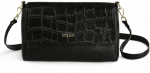 Leather Crossbody Bag with Double Strap Solier FL61 Livienne &ndash; Juodas