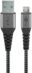 Goobay 49273, 0,5 m, Micro-USB B, USB A, USB 2.0, juoda, pilka