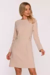 Suknelė moteri&scaron;ka smėlio spalvos ilgarankovė