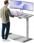 Elektrinis reguliuojamo auk&scaron;čio stalas Desktronic HomeOne Pilkas/Pilkas, 140x70cm, Dvigubas motoras, USB ir USB-C įkrovimo lizdai