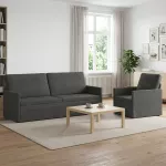 Sofa Sofos komplektas 2 vnt. Tamsiai pilka Kordūrinis audinys