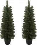 Aosom 2 dirbtinių kalėdinių eglučių rinkinys, 120 cm, žalias, su vazono pagrindu