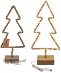 Hobilt Pastatoma metalinė Kalėdų eglutė su LED ir mediniu padu, 35 cm