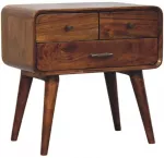 Artisan Furniture Avora mango medienos naktinis staliukas su 3 stalčiais, ka&scaron;tono atspalvio