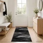 Bėgimo kilimėlis FLORNES Austas Juoda Potėpiai 80 x 300 cm PP