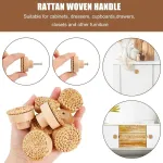 Runeay Rotango baldų rankenėlės, 40 mm, rotango spintelių rankenėlės su varžtais, baldų rankenėlės, medinės, boho dekoratyvinės komodos, baldų rankenėlės spintelėms, stalčiams, svetainei, virtuvei