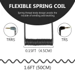 Geekria 3.5mm trrs į trs kampinis spiralinis mikrofono kabelis 50cm, suderinamas su Rode sc7, videomicro, videomic go ii, wireless go ii 1/8 colio jungtis i&scaron; tėčio į tėtį mikrofono kabelis (juodas)