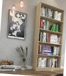 Didelis knygų lentyna, didelė biblioteka, ąžuolas sonoma