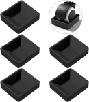 Voogenzek 5 vnt. 5,9 x 6,4 cm guminiai baldų ratukų padėkliukai, neslystantys padėkliukai baldų ratukams, neslystantys kojelių apsauginiai padėkliukai, tinkami grindims, baldų ratams, juodi
