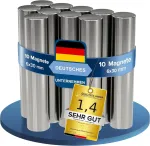 10x neodimio galios magnetas sidabrinis itin stiprus ilgas skersmuo 6 x 30 mm ilgi stiprūs magnetai super magnetas klijų jėga apytiksl. 1,7kg magnetai skirti lentai, skelbimų lentai, magnetinei lentai, dirbtuvėms