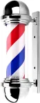 Precious harvest 51 cm barber pole, raudonos, mėlynos ir baltos spalvos besisukantis kirpyklos &scaron;viestuvas, klasikiniai kirpyklų ženklai, led &scaron;viesos &scaron;altinis (sidabrinis)