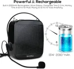 Balso stiprintuvas (18 W) su 2000 Mah ličio baterija ir vidiniu mikrofonu mokytojams, kopėčių ir jogos mokytojams &ndash; mėlynas/laidinis Shidu Sd S512