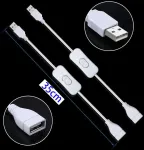 Gtiwung 4 vnt. Usb kabelių su įjungimo/i&scaron;jungimo jungikliu, Usb tėvi&scaron;kas-moteri&scaron;kas prailginimo laidas 35 cm baltas, skirtas Led stalinei lempai, Led juostai