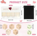 7 dalių rinkinys &bdquo;date Night&ldquo; poroms, mediniai idėjų kubeliai, natūralūs romanti&scaron;ki kauliukai su lenta ir mai&scaron;eliu Valentino dienai, jubiliejams, Kalėdoms